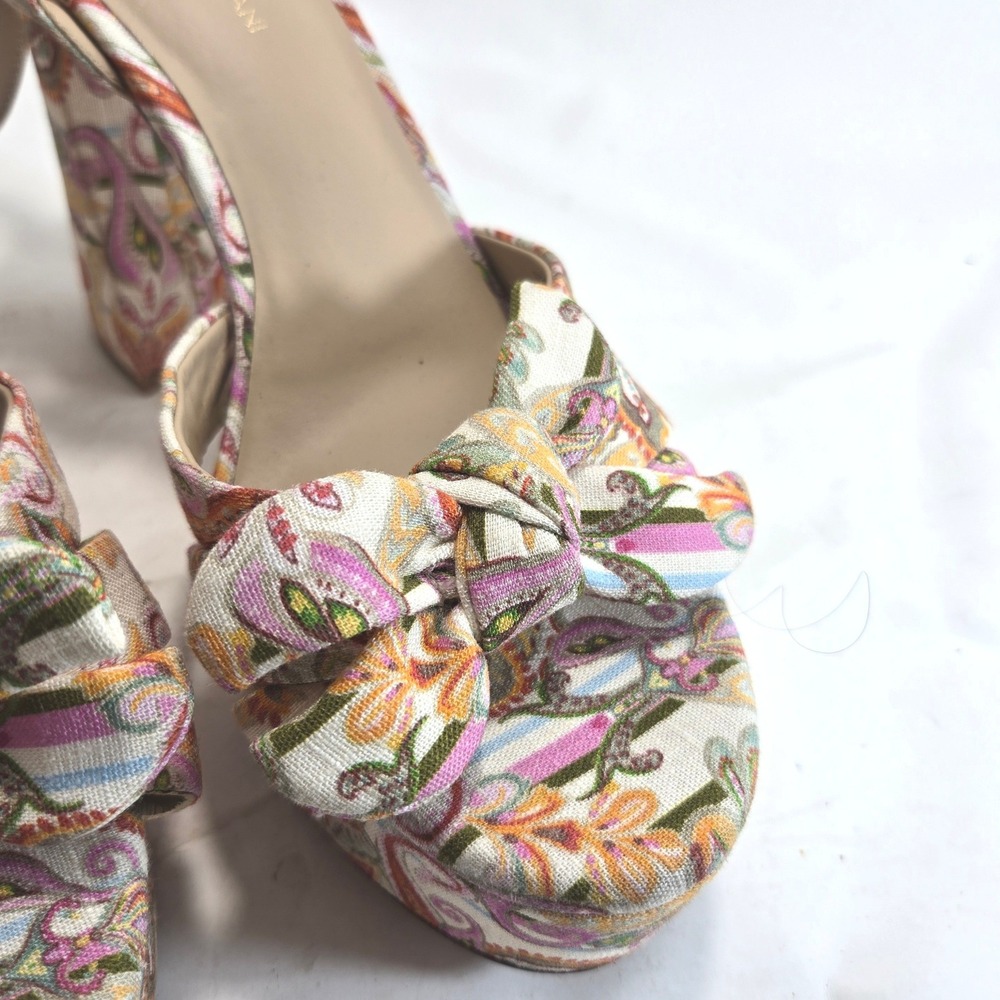 Antonio Melani Womens Paisley Bow Platform Sandals Fabric Dress Heels 10M - Picture 3 of 10